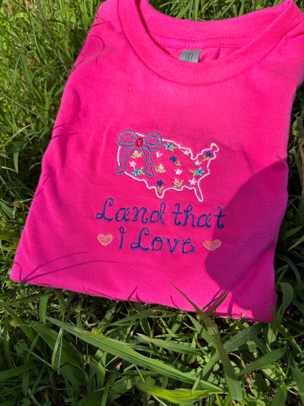 Land That I Love | Girls Embroidered Patriotic Shirt