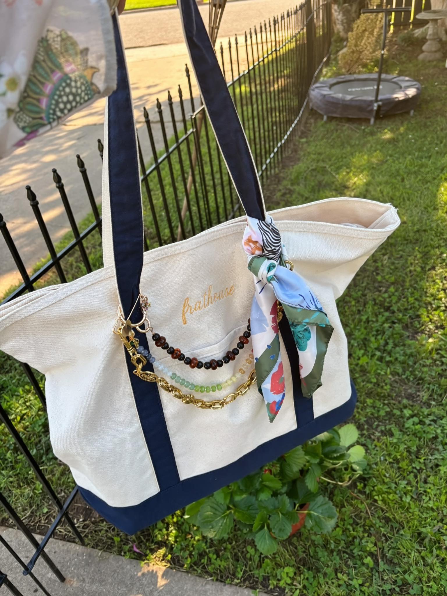 Embroidered Large Canvas Tote | Personalized Bag | Multiple Color Options
