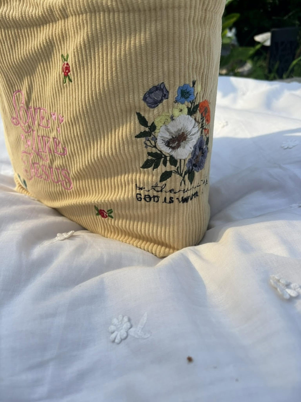 Patchwork Bible Bag | Custom Embroidered Small Tote | Made to Order