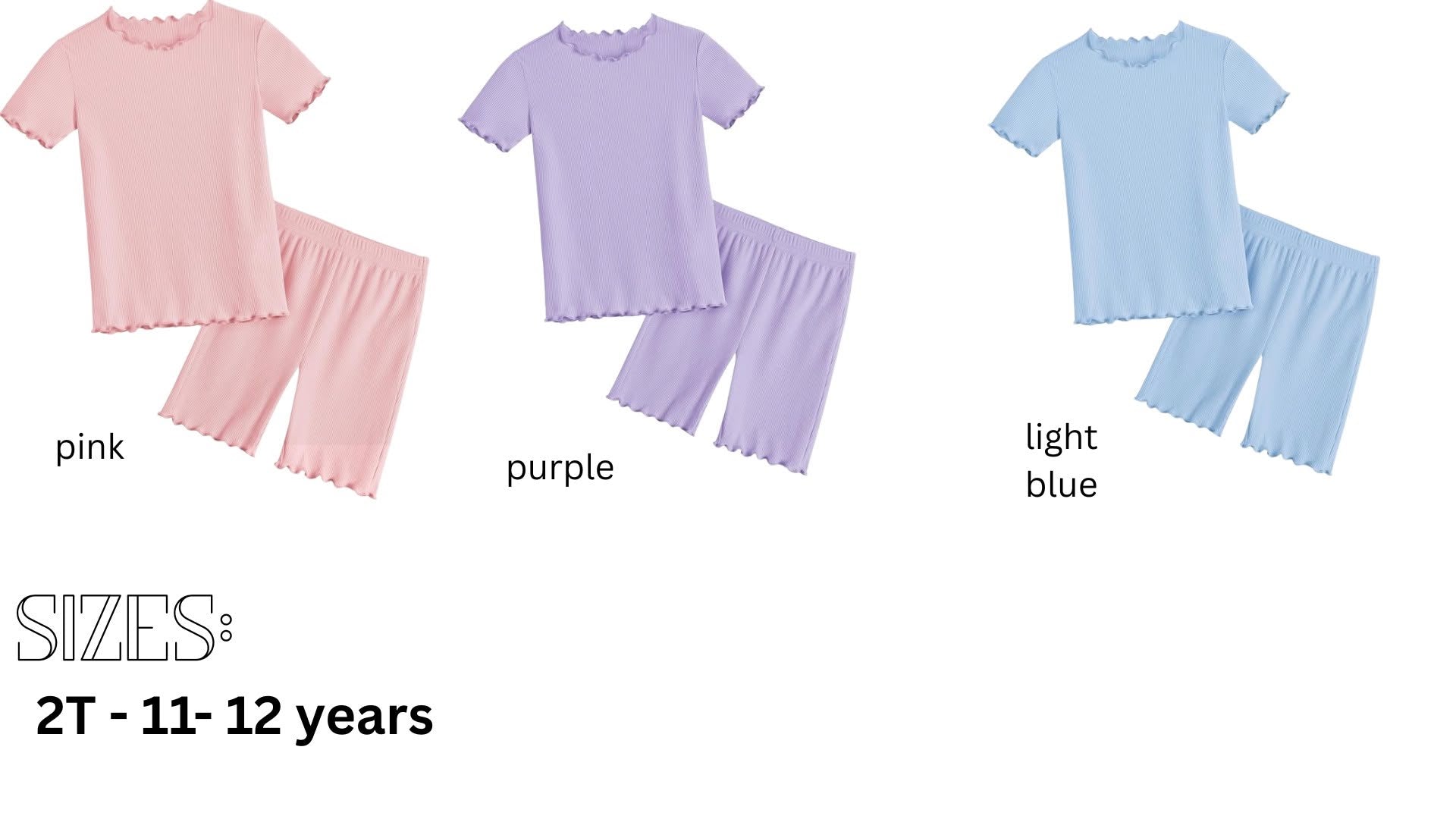 Girls Embroidered Lettuce Trim Set | Personalized Ribbed Summer Set