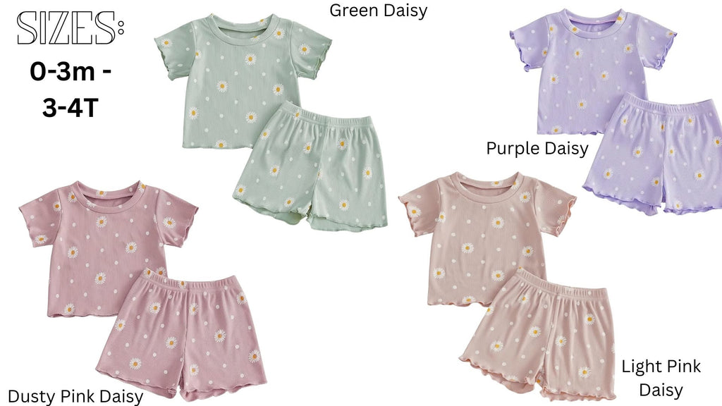 Girls Embroidered Lettuce Trim Set | Personalized Ribbed Summer Set