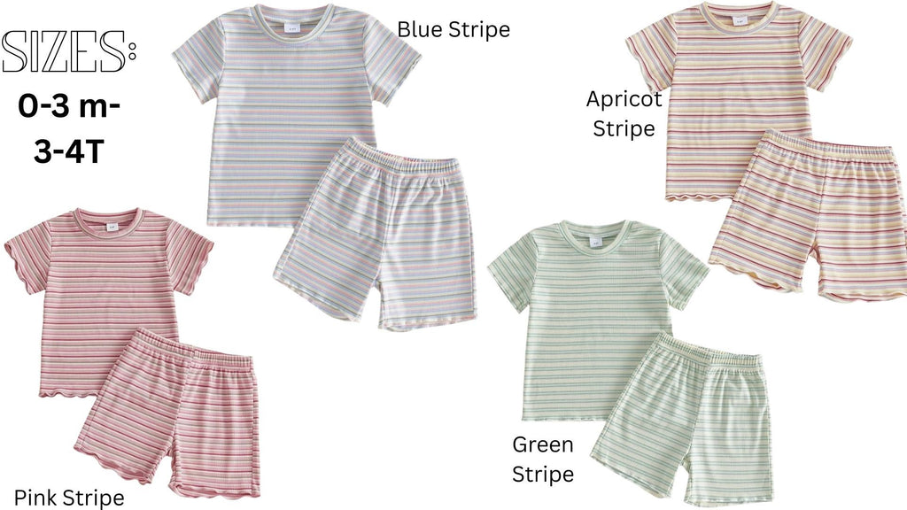 Girls Embroidered Lettuce Trim Set | Personalized Ribbed Summer Set