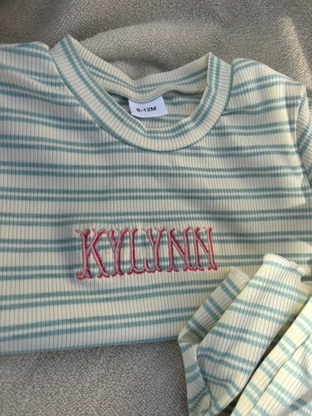Girls Embroidered Lettuce Trim Set | Personalized Ribbed Summer Set