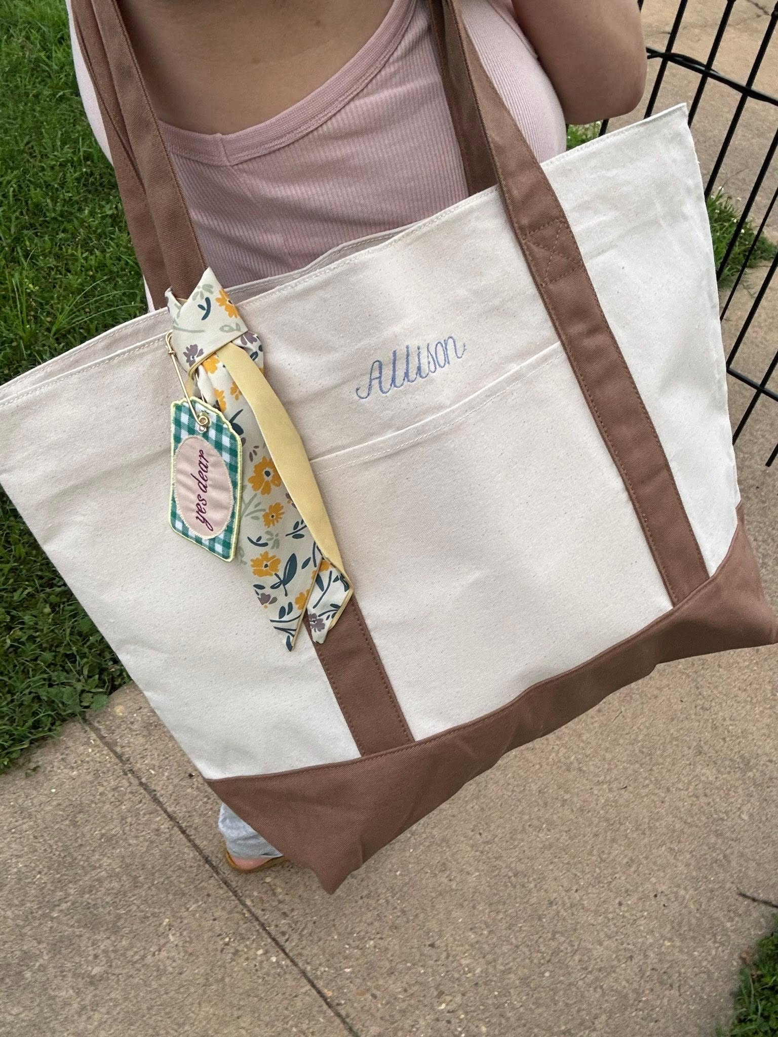Embroidered Large Canvas Tote | Personalized Bag | Multiple Color Options
