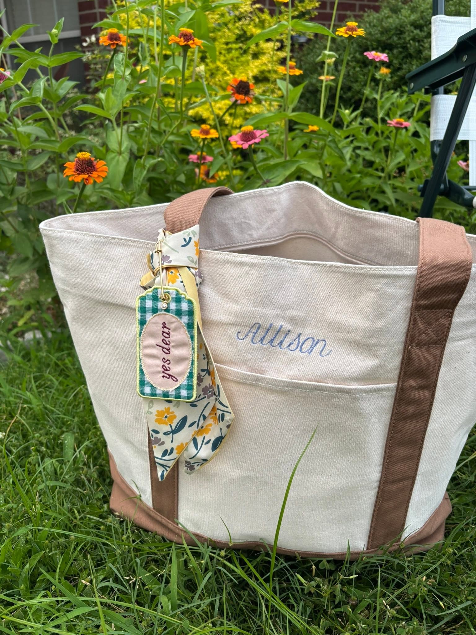 Embroidered Large Canvas Tote | Personalized Bag | Multiple Color Options