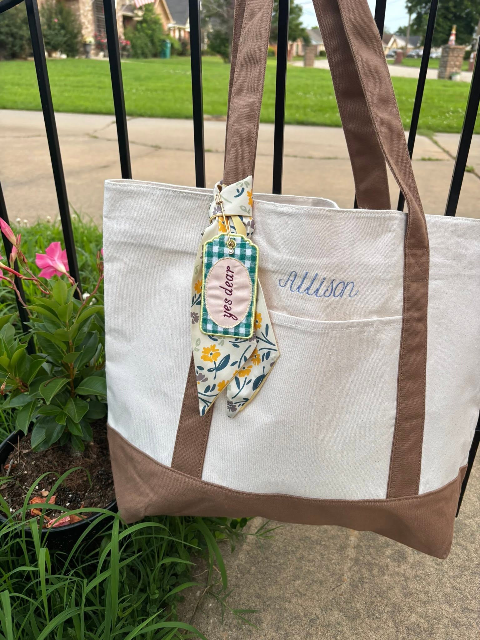 Embroidered Large Canvas Tote | Personalized Bag | Multiple Color Options