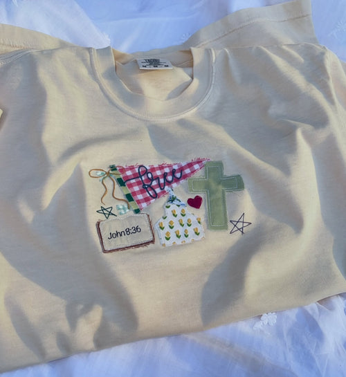 Bible Verse Embroidered Shirt | Custom Patchwork Christian Tee | Made to Order
