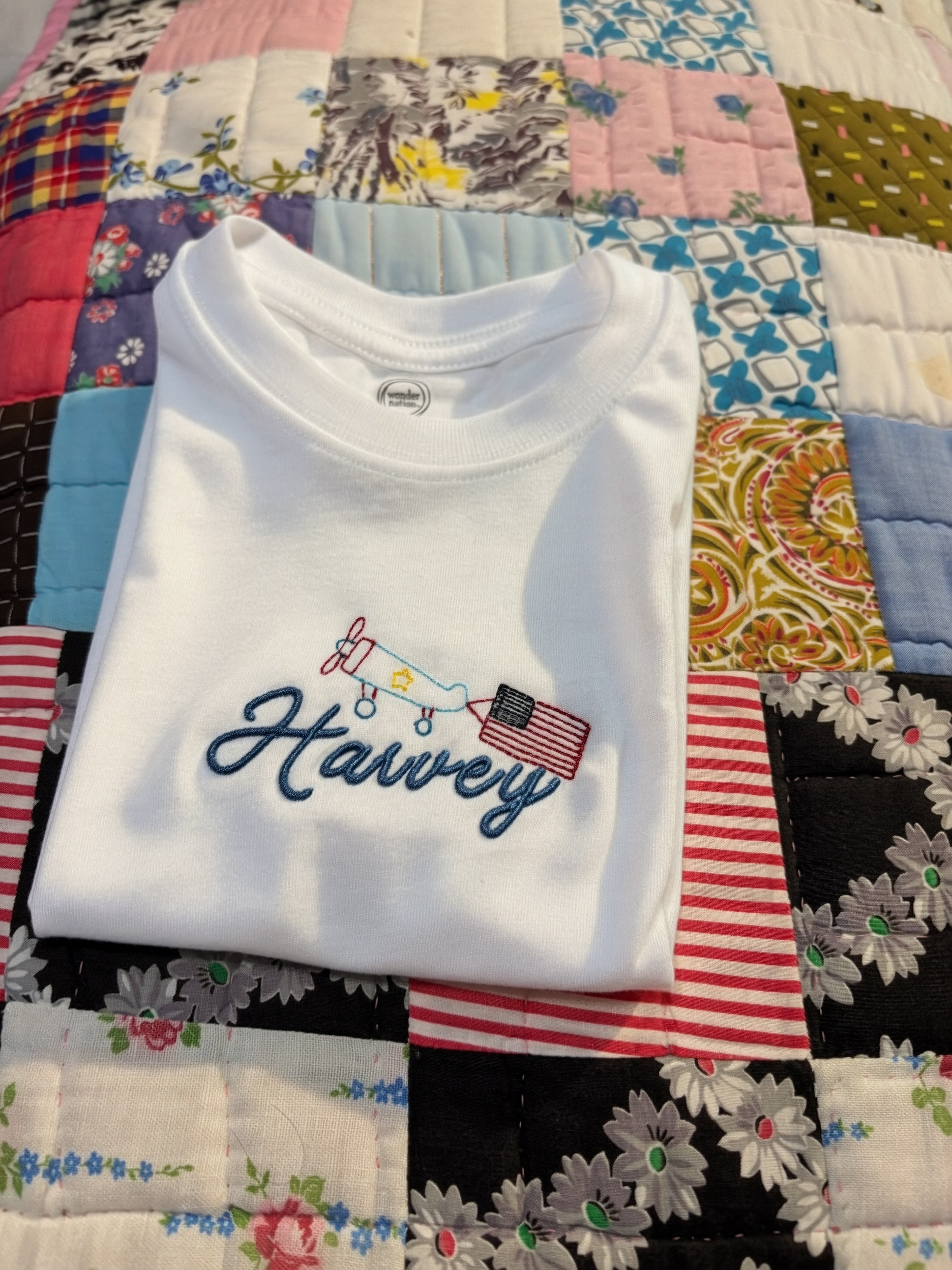 Patriotic Plane Embroidered Shirt | Boys Kids Summer Clothes