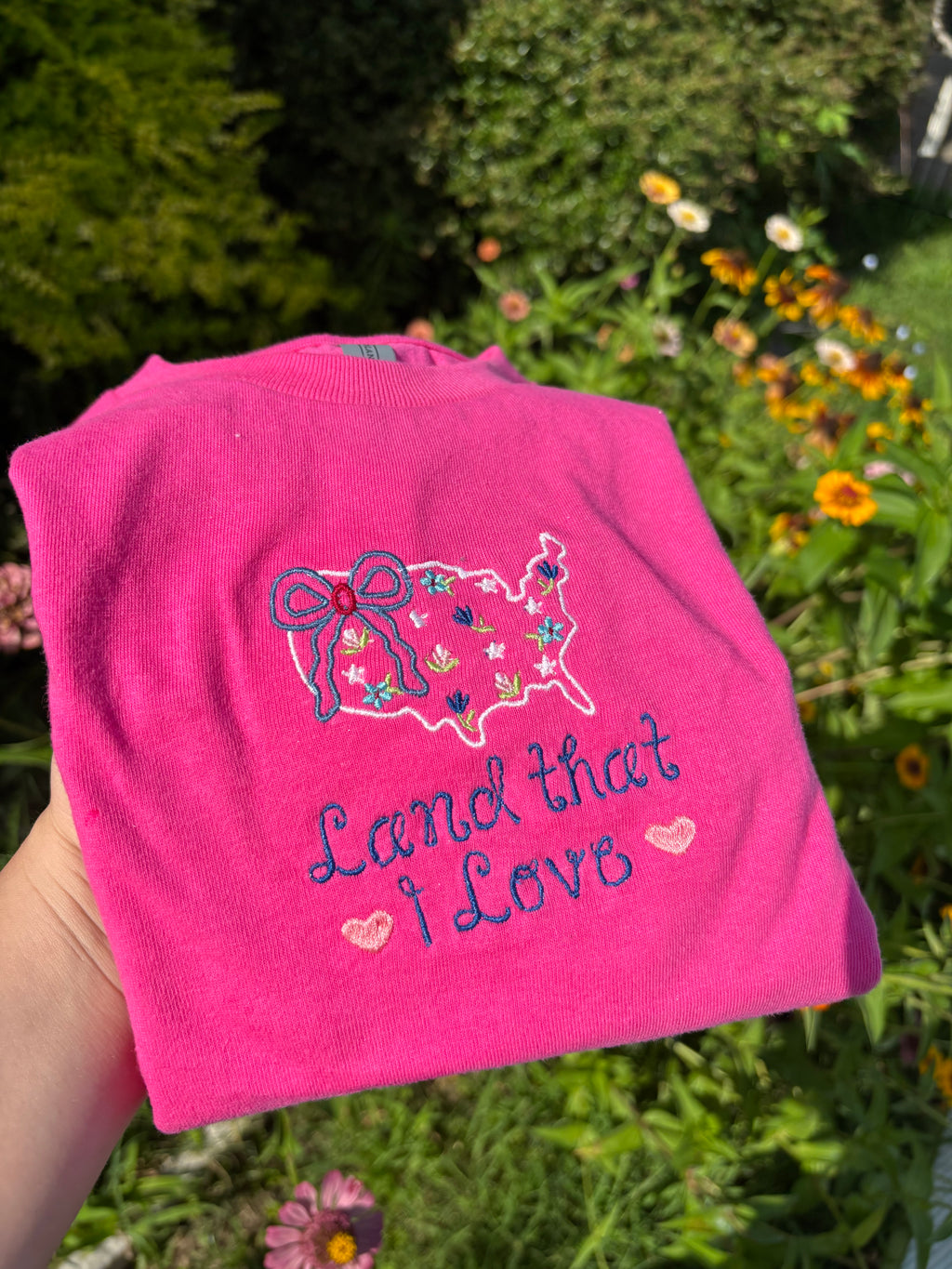 Land That I Love | Girls Embroidered Patriotic Shirt
