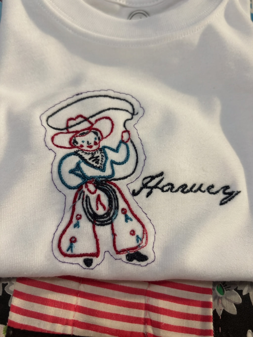 Boys Vintage Cowboy Shirt | Embroidered Boys Outfit