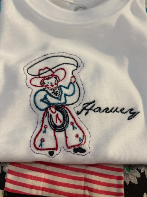 Boys Vintage Cowboy Shirt | Embroidered Boys Outfit