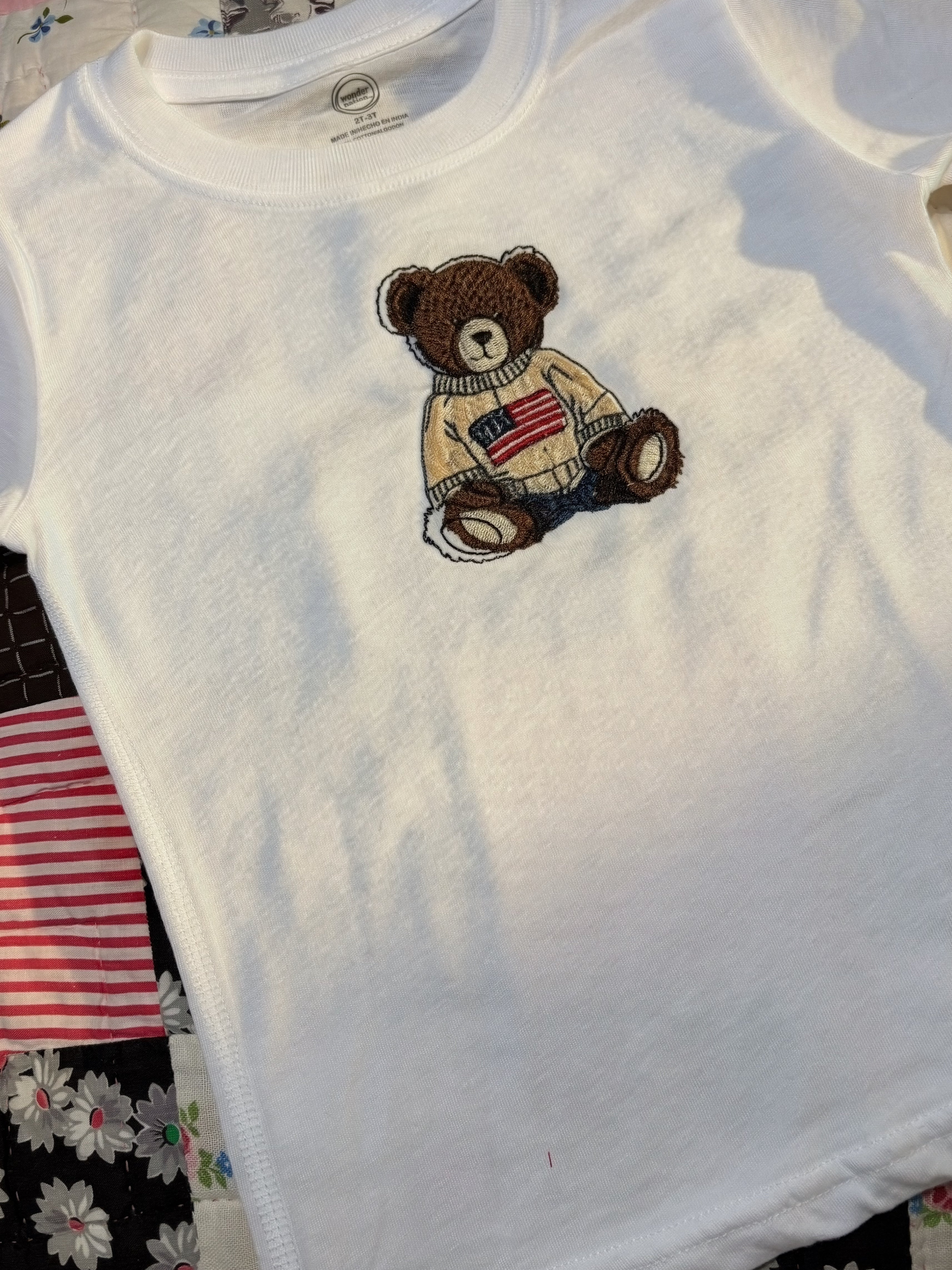 Americana Bear Embroidered Shirt | Kids & Adult Teddy Bear Tee
