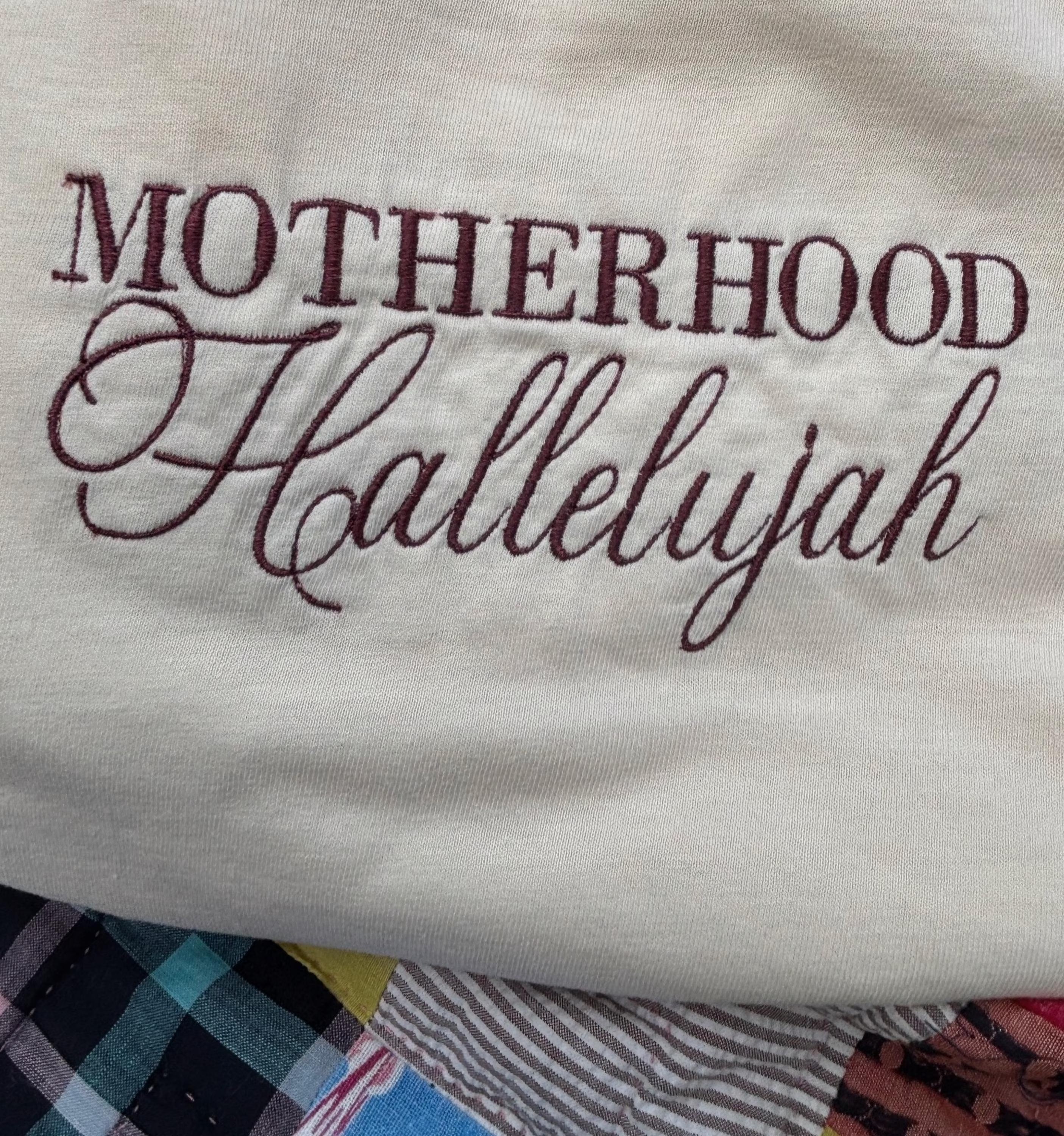 Motherhood Hallelujah Tshirt | Embroidered Mom Shirt | Comfort Colors