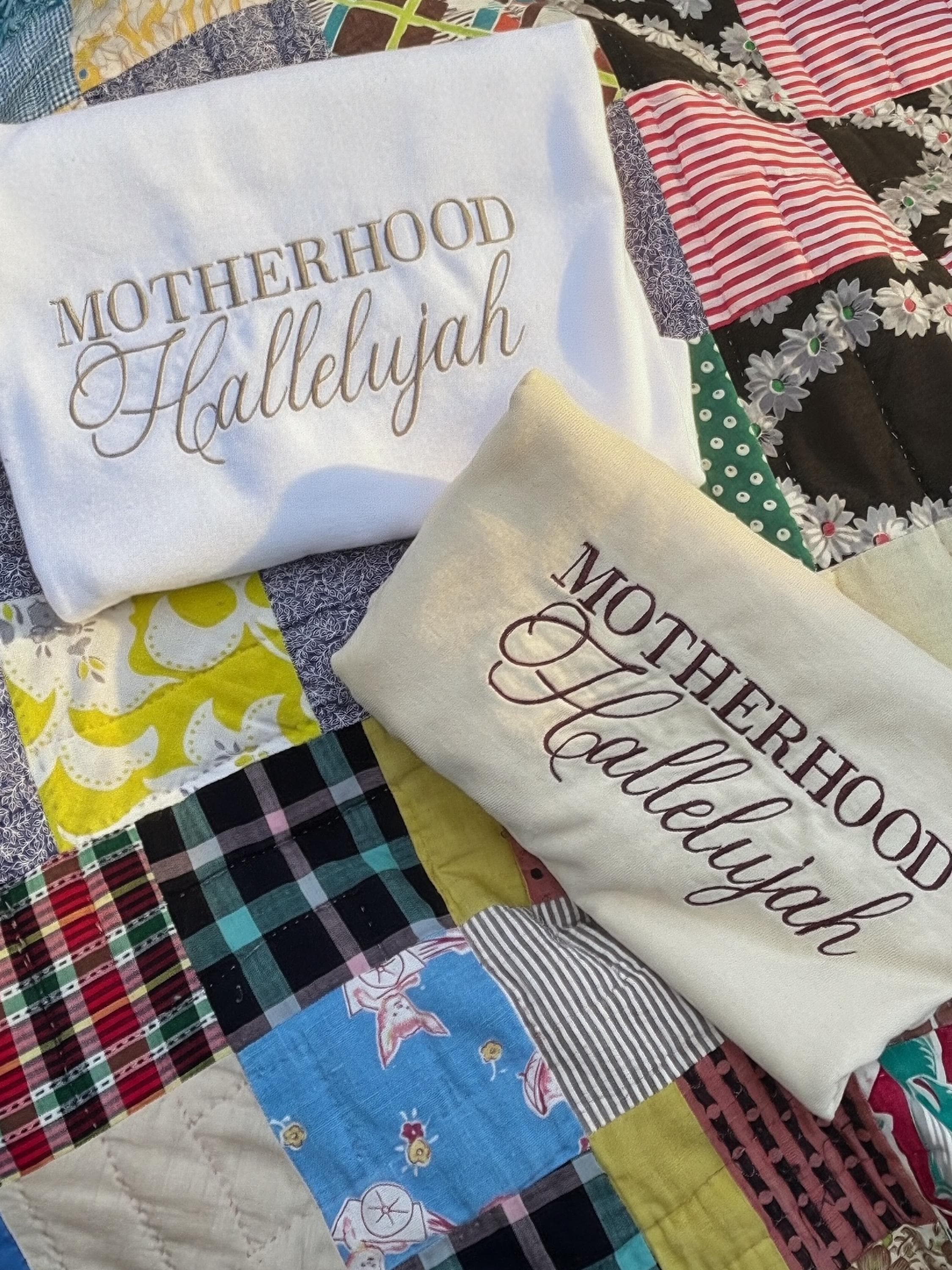 Motherhood Hallelujah Tshirt | Embroidered Mom Shirt | Comfort Colors