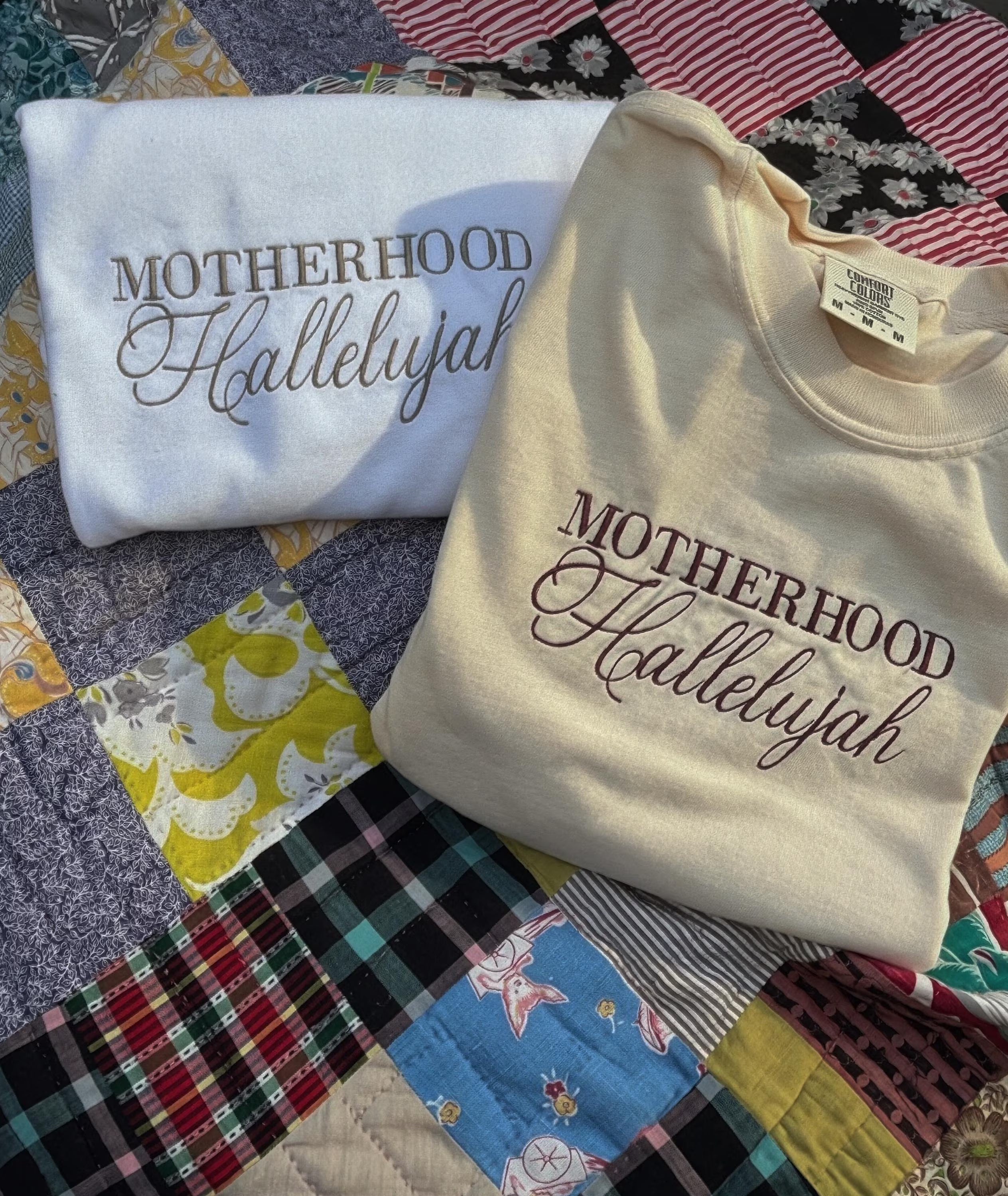 Motherhood Hallelujah Tshirt | Embroidered Mom Shirt | Comfort Colors