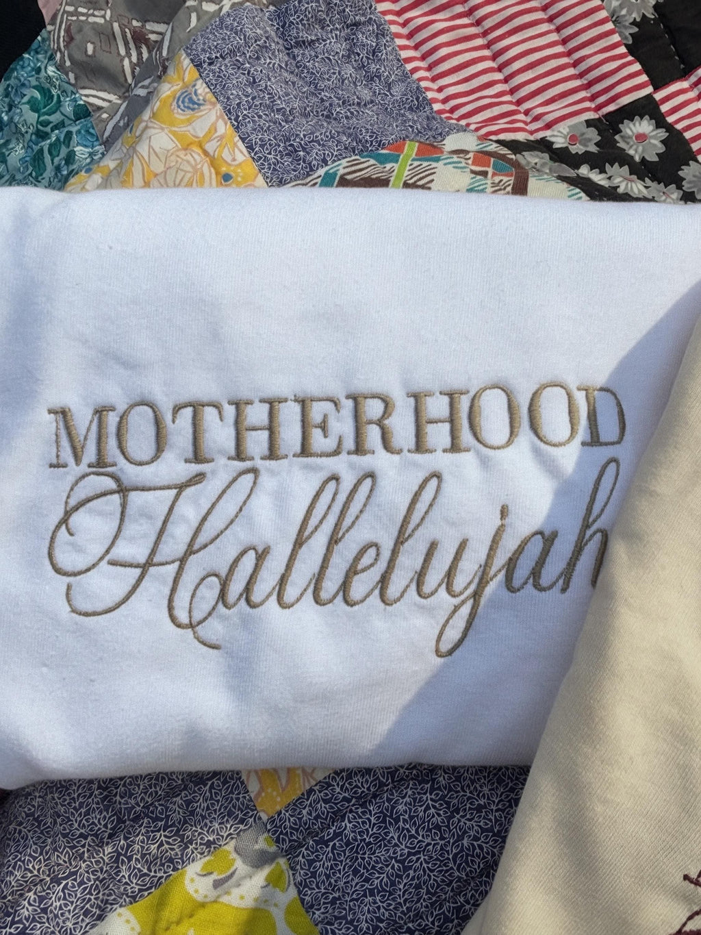 Motherhood Hallelujah Tshirt | Embroidered Mom Shirt | Comfort Colors